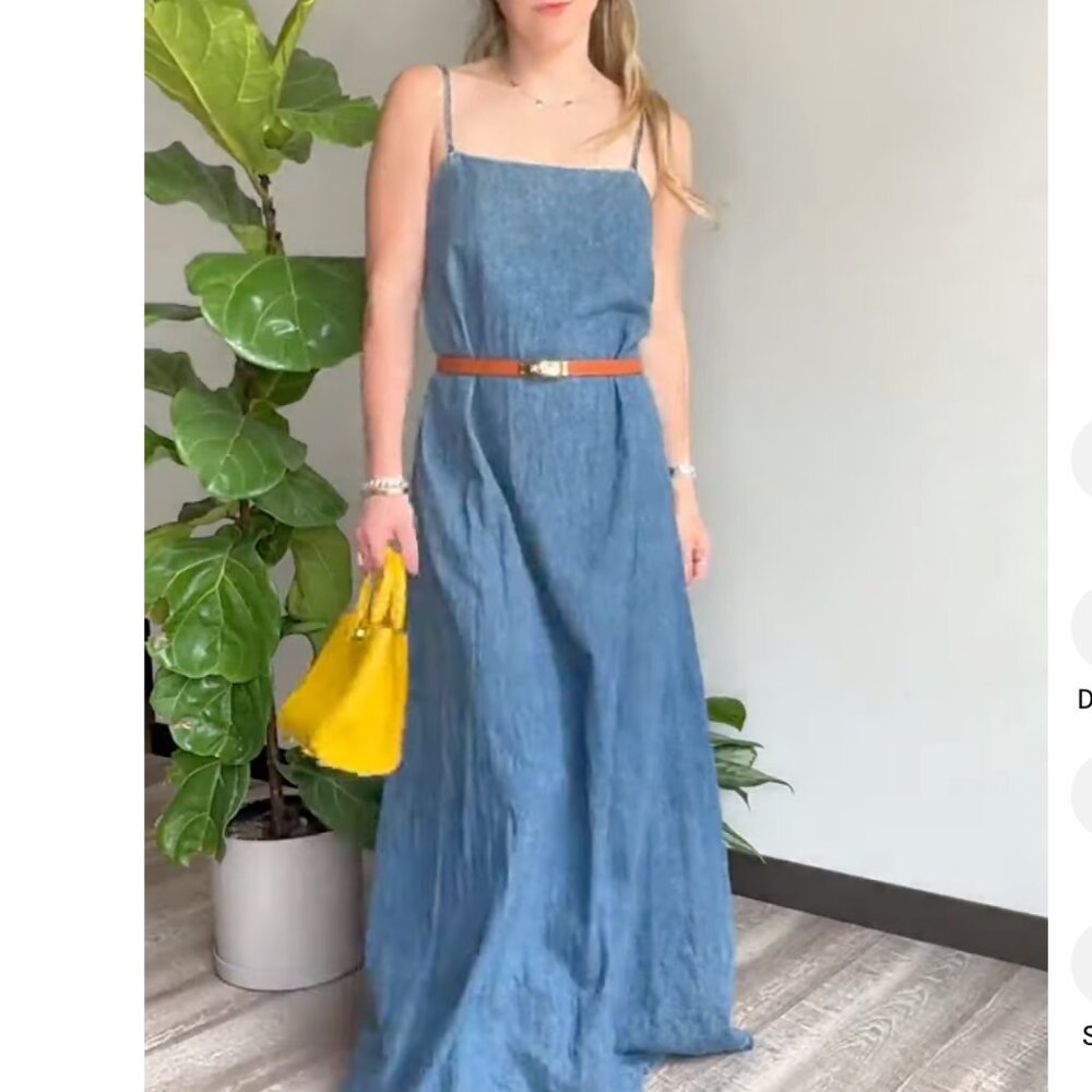 Zara Women TRF DENIM Strappy MIDI MAXI DRESS - Blue M XL 8197/184 NWT - Picture 8 of 14